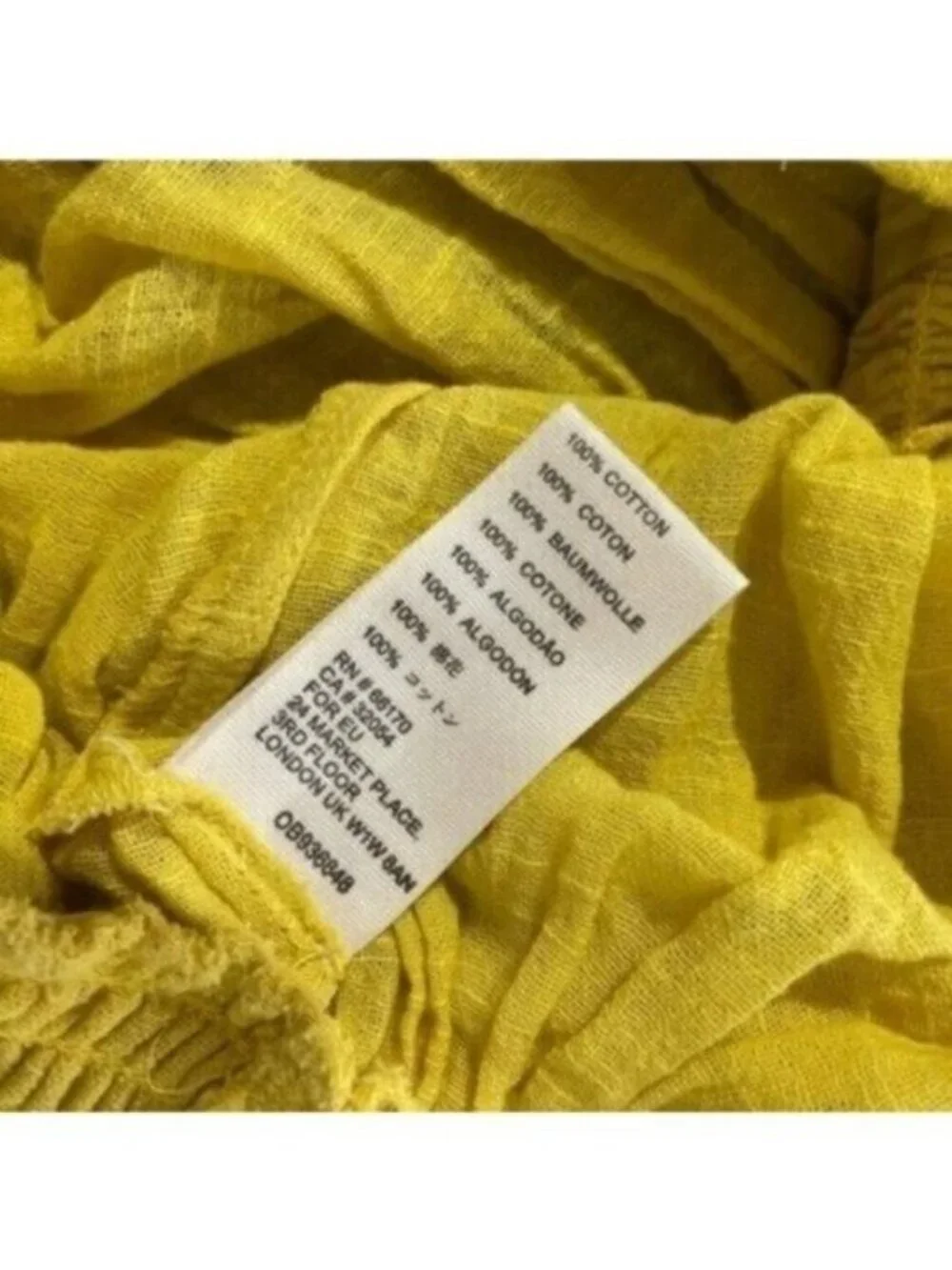 Free People Gauzy Yellow Feminine Top Puff Sleeve On Off Shoulder Cottagecore